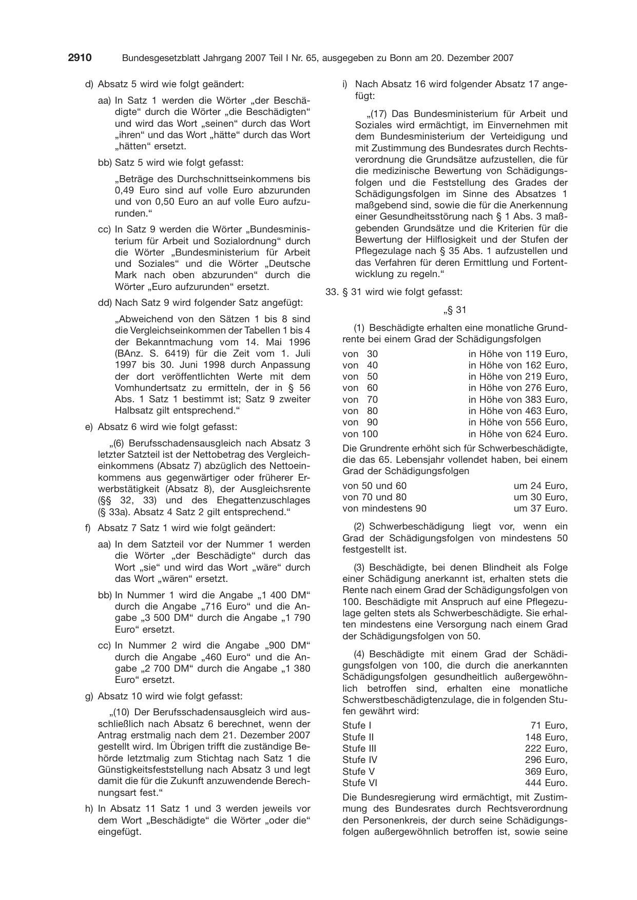BGBl. 2007, Seite 2910 — Originalseite als Abbildung