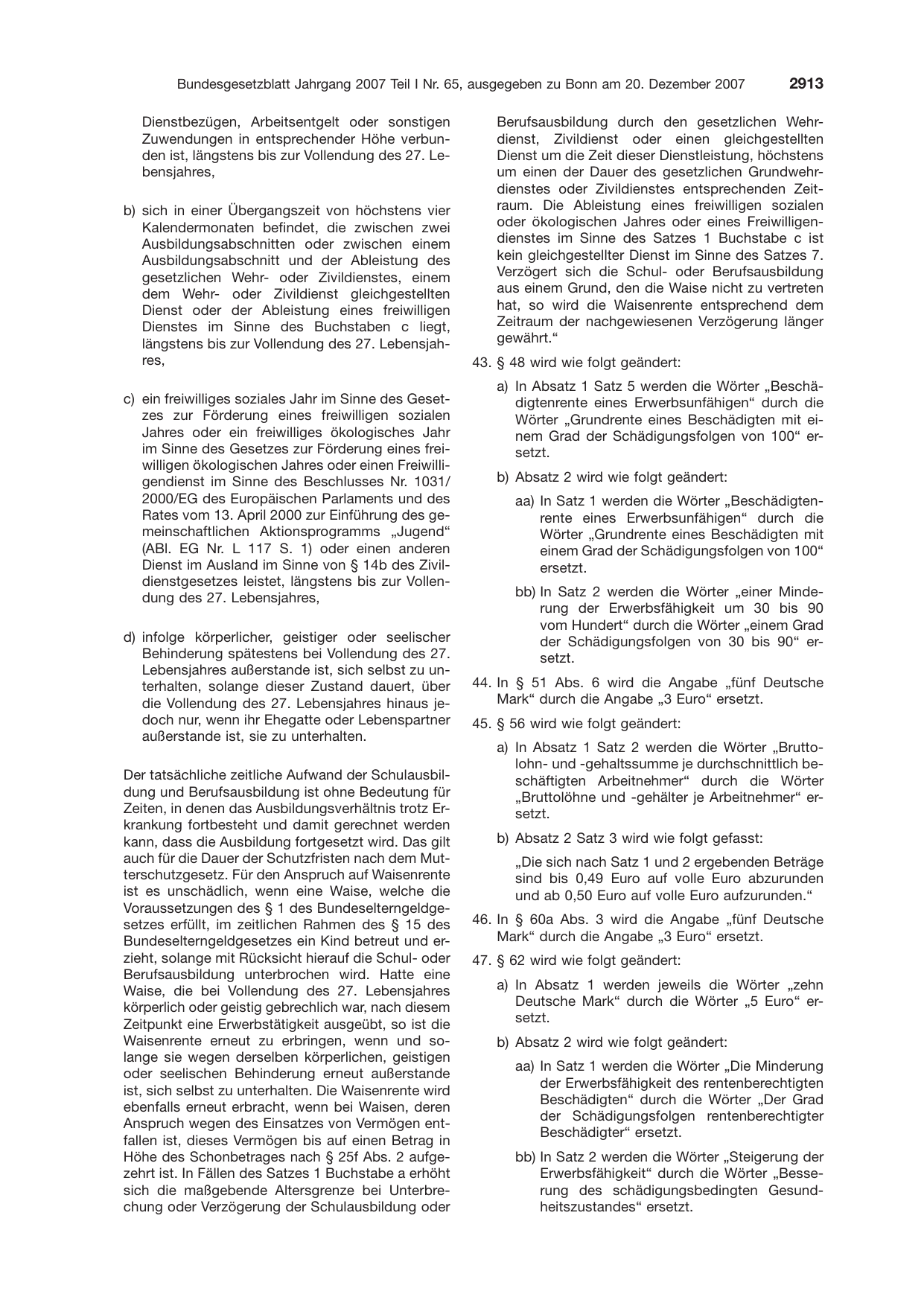 BGBl. 2007, Seite 2913 — Originalseite als Abbildung