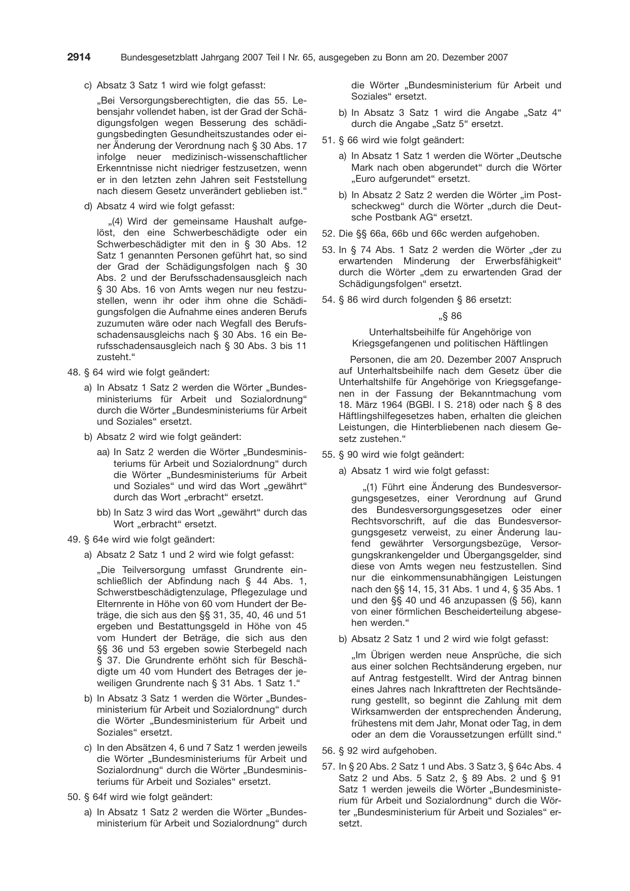 BGBl. 2007, Seite 2914 — Originalseite als Abbildung