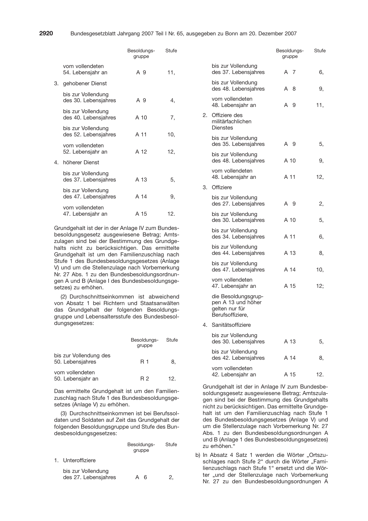 BGBl. 2007, Seite 2920 — Originalseite als Abbildung