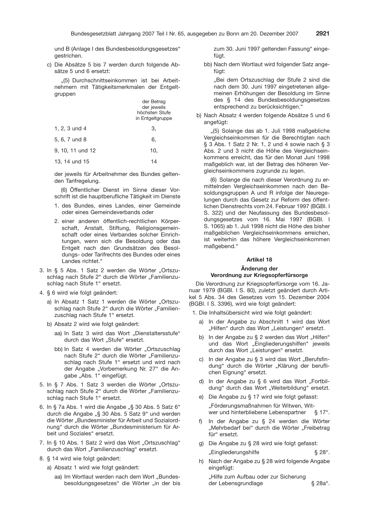 BGBl. 2007, Seite 2921 — Originalseite als Abbildung
