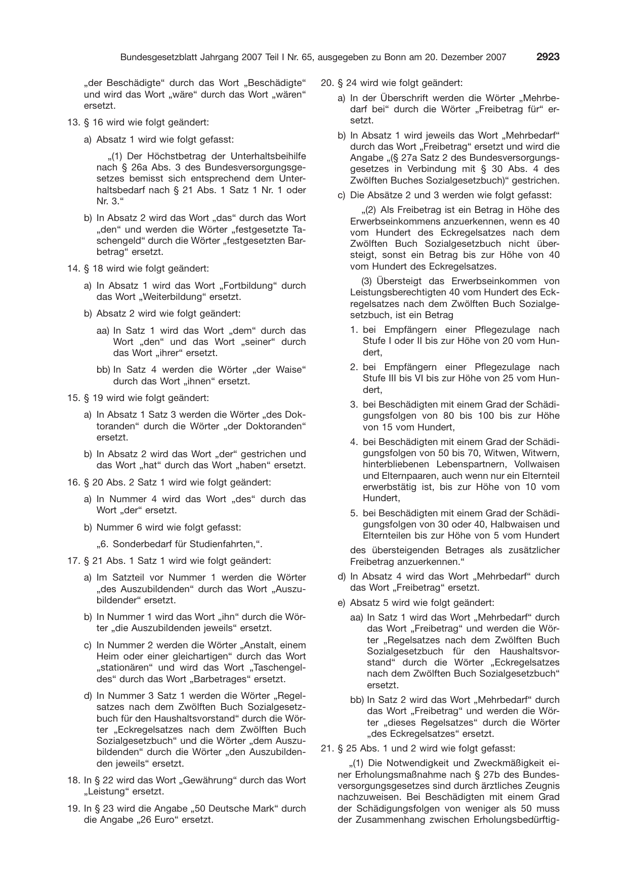BGBl. 2007, Seite 2923 — Originalseite als Abbildung