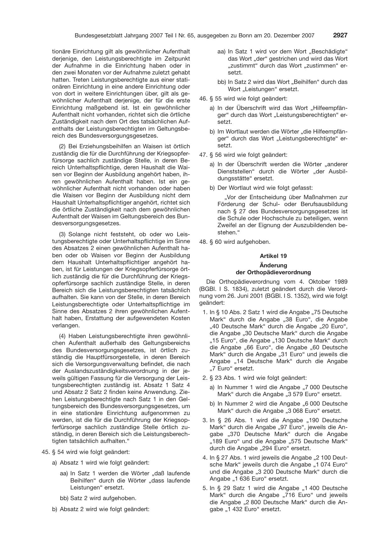 BGBl. 2007, Seite 2927 — Originalseite als Abbildung