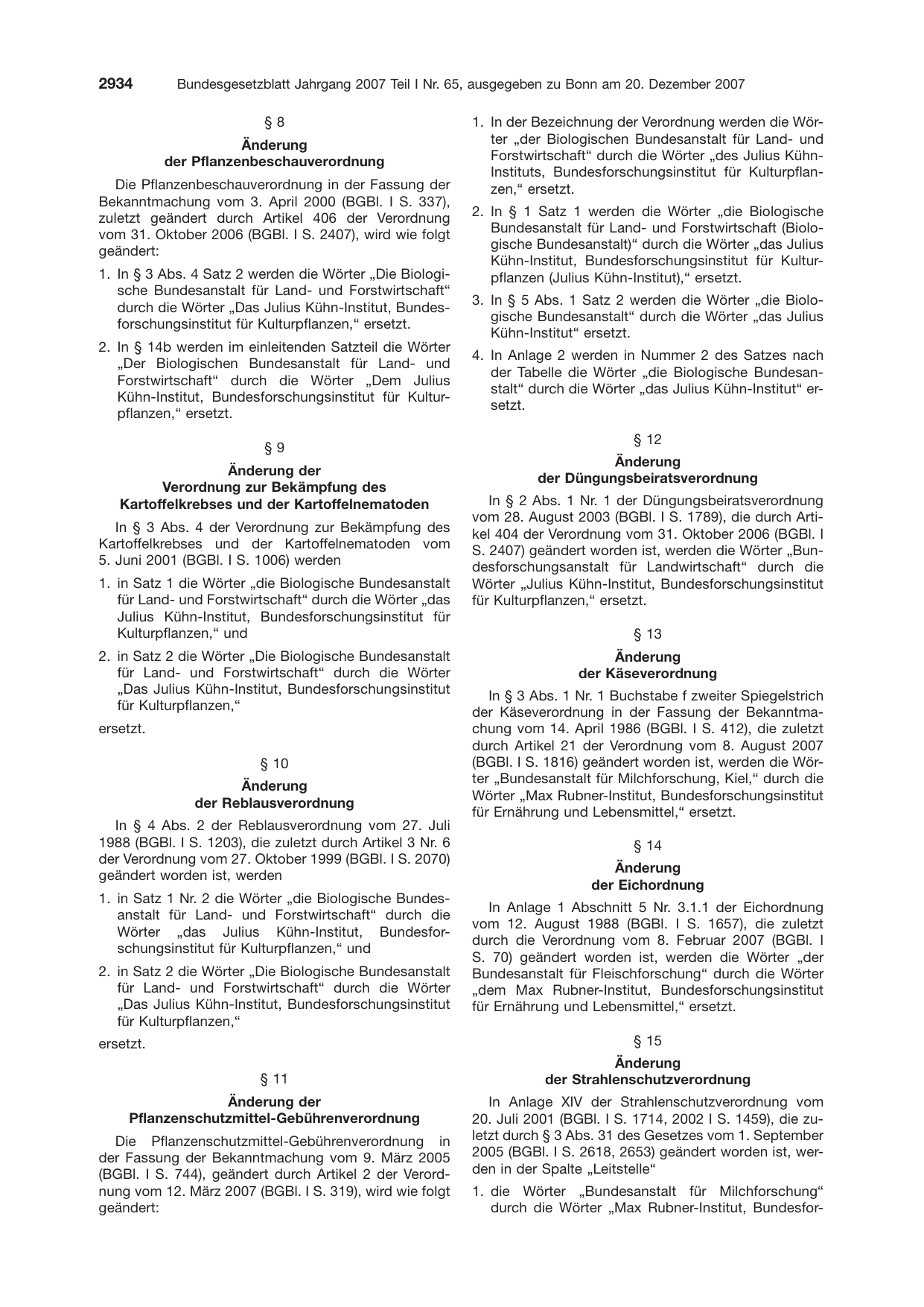 BGBl. 2007, Seite 2934 — Originalseite als Abbildung