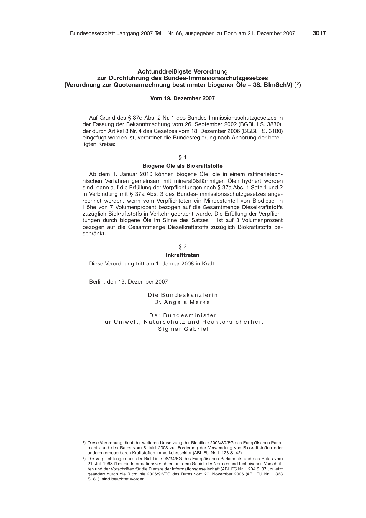 BGBl. 2007 — Originalseite als Abbildung