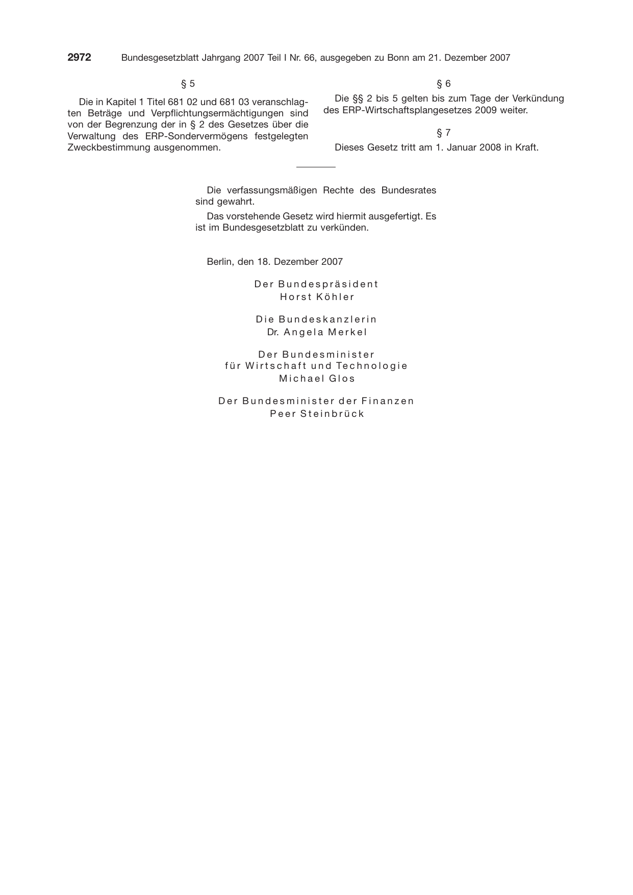 BGBl. 2007 — Originalseite als Abbildung