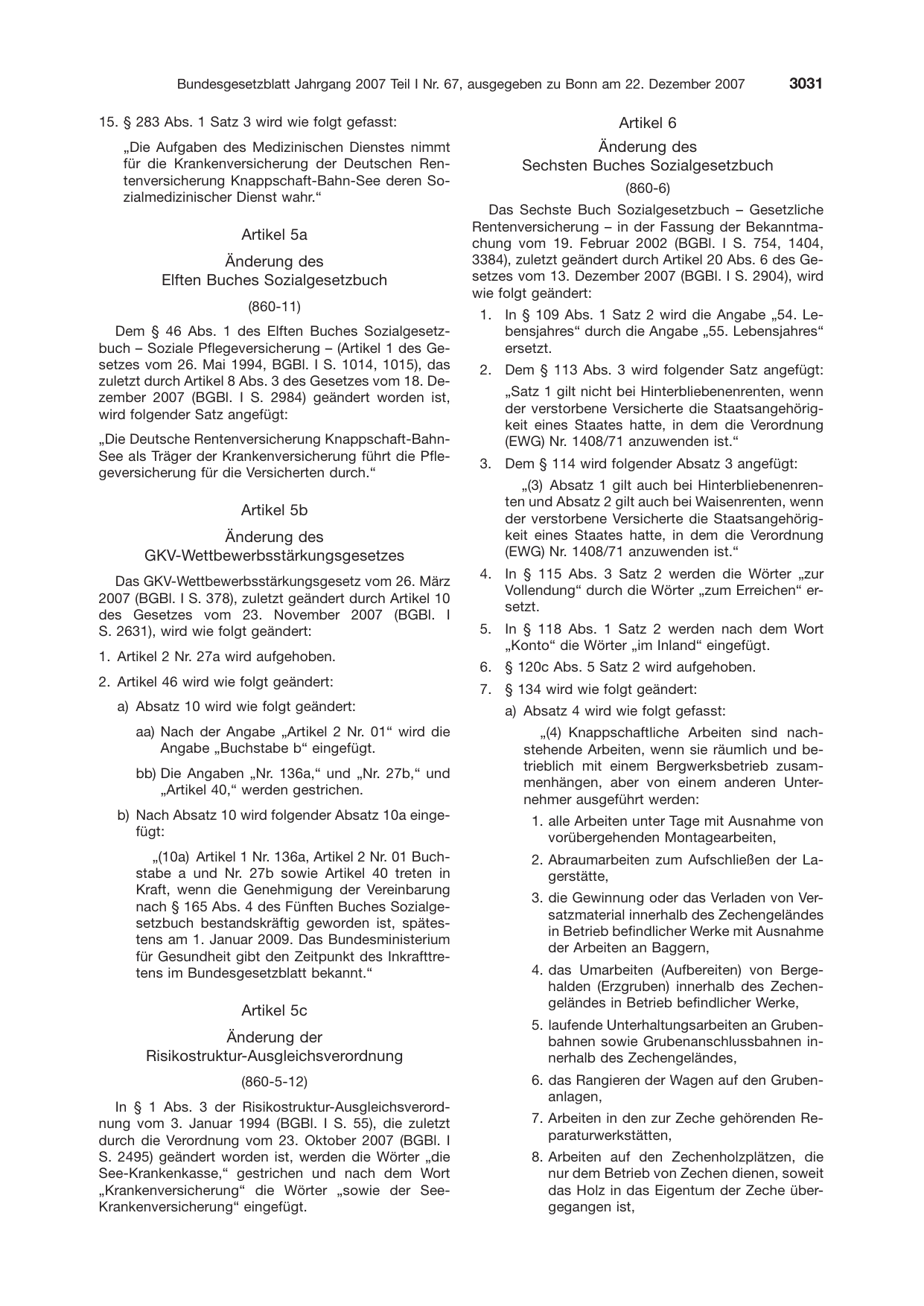 BGBl. 2007, Seite 3031 — Originalseite als Abbildung