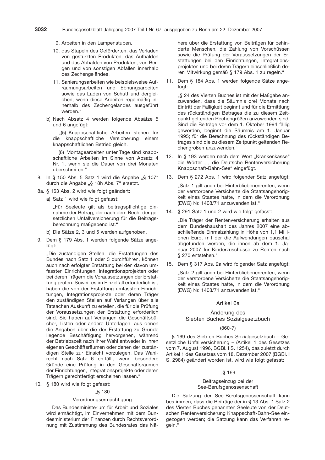 BGBl. 2007, Seite 3032 — Originalseite als Abbildung
