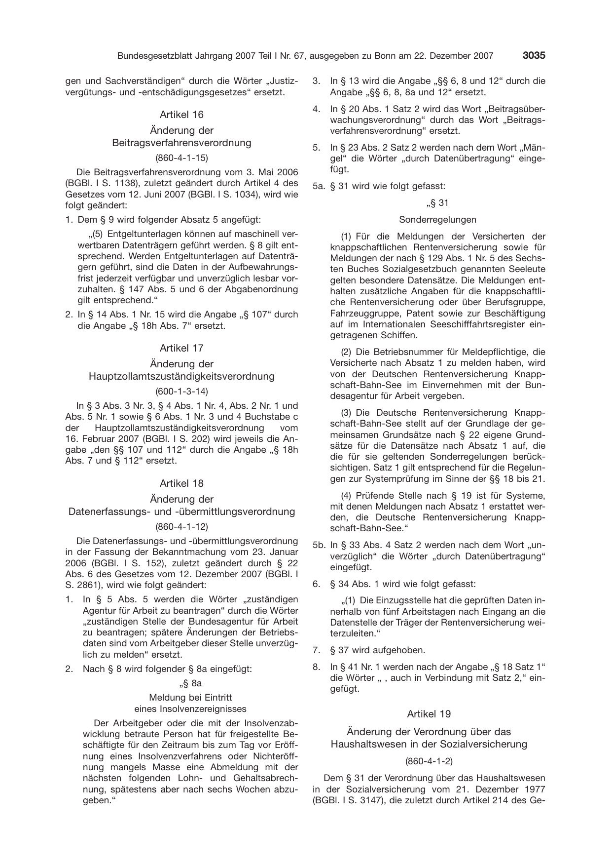 BGBl. 2007, Seite 3035 — Originalseite als Abbildung