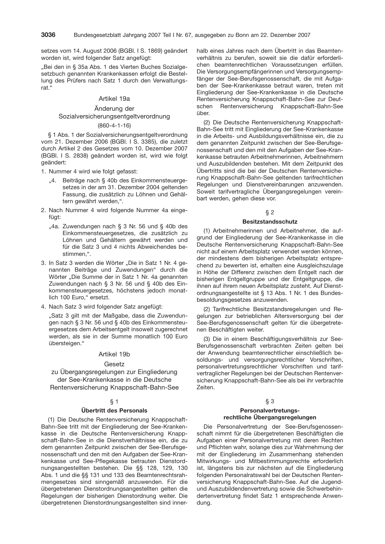 BGBl. 2007, Seite 3036 — Originalseite als Abbildung