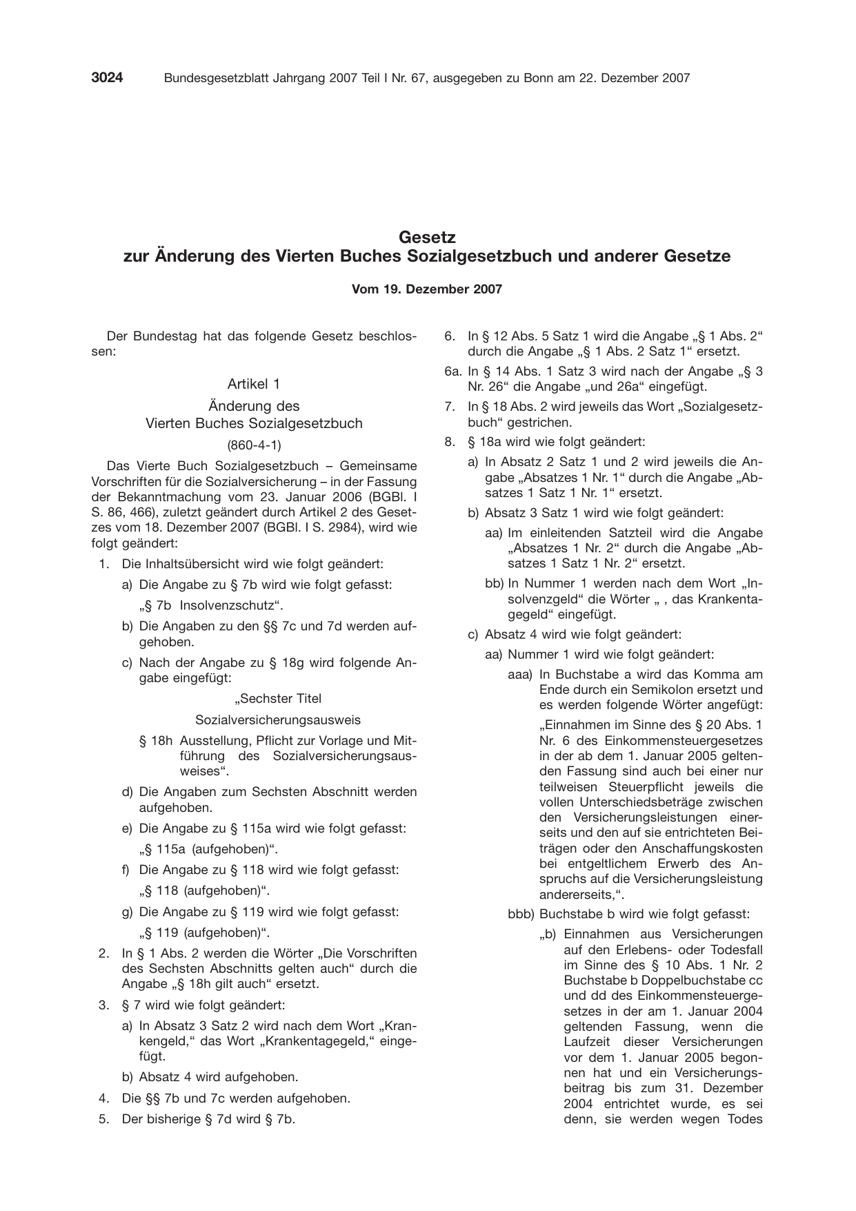 BGBl. 2007, Seite 3024 — Originalseite als Abbildung