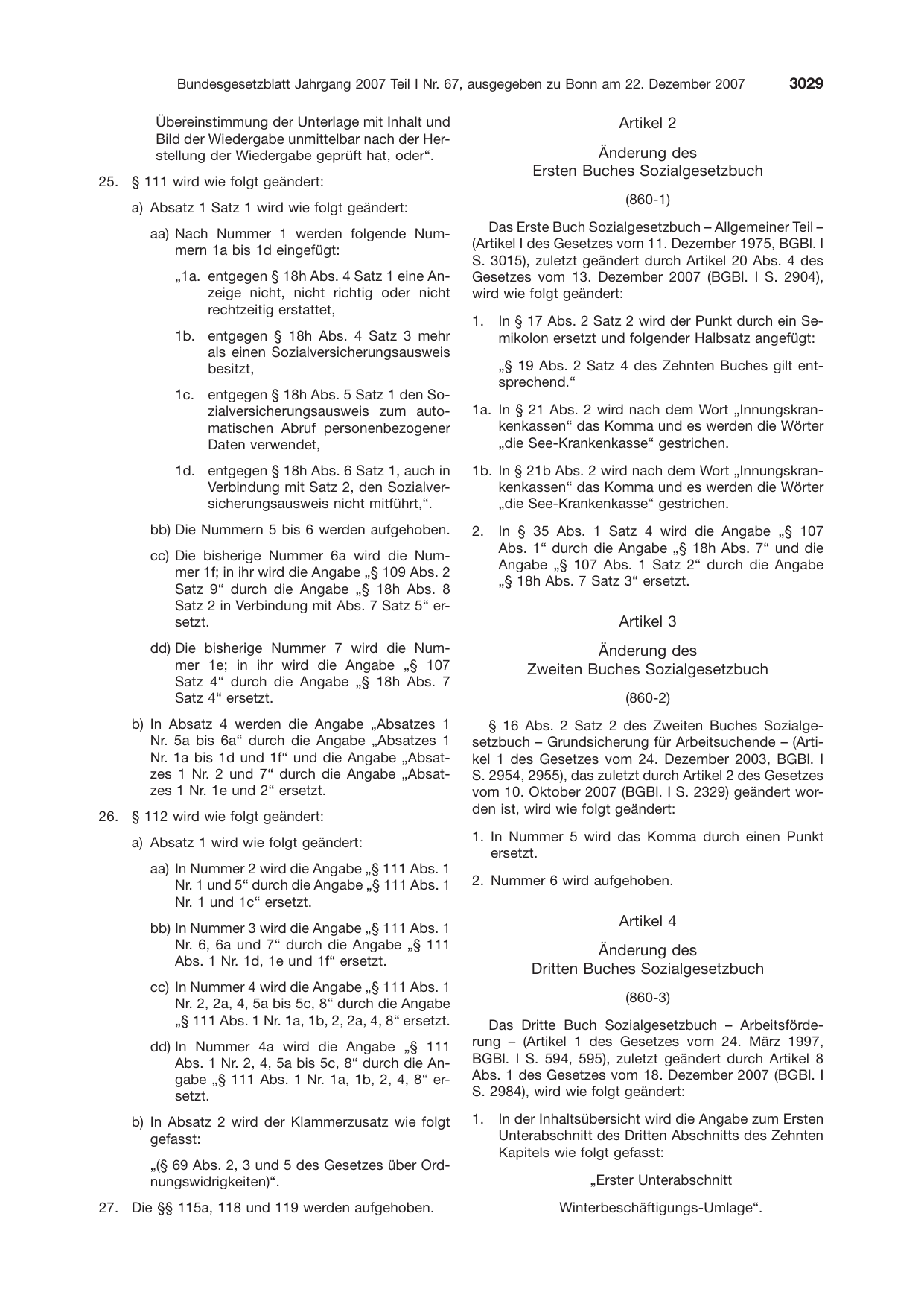 BGBl. 2007, Seite 3029 — Originalseite als Abbildung