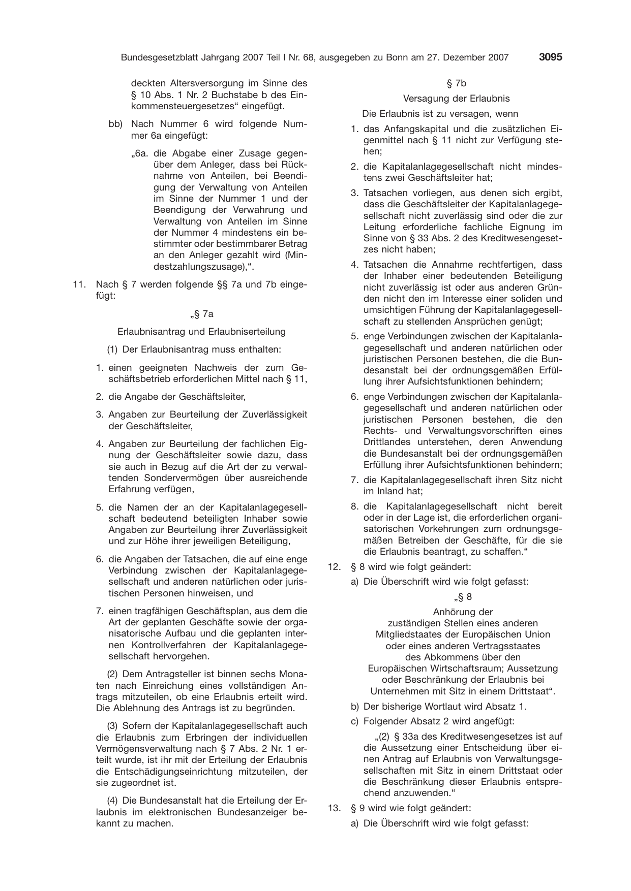 BGBl. 2007, Seite 3095 — Originalseite als Abbildung