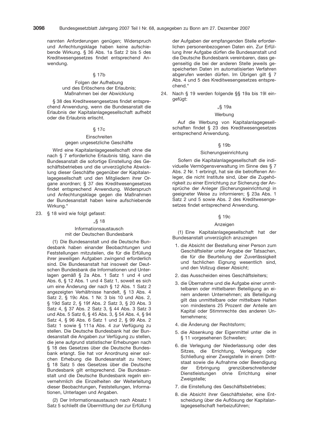 BGBl. 2007, Seite 3098 — Originalseite als Abbildung