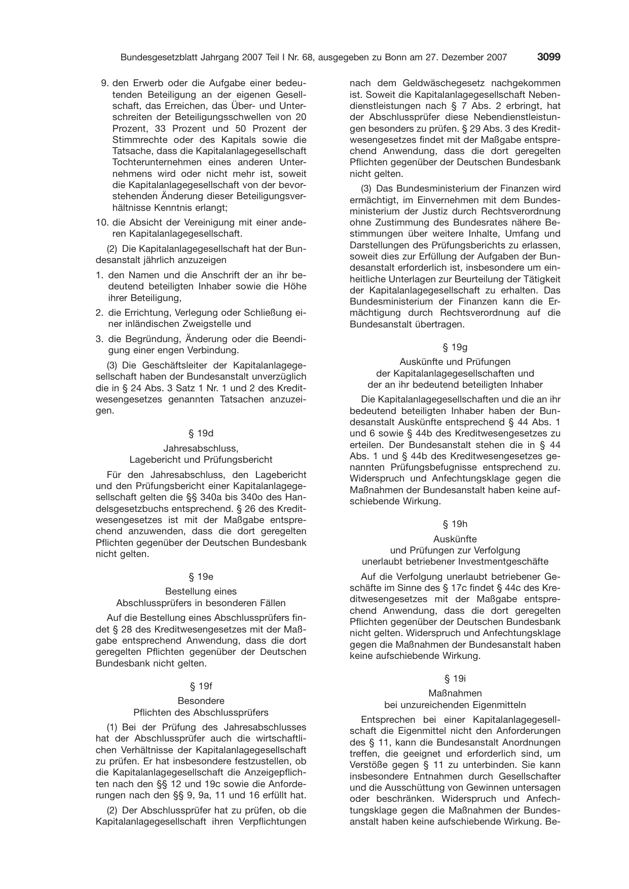 BGBl. 2007, Seite 3099 — Originalseite als Abbildung