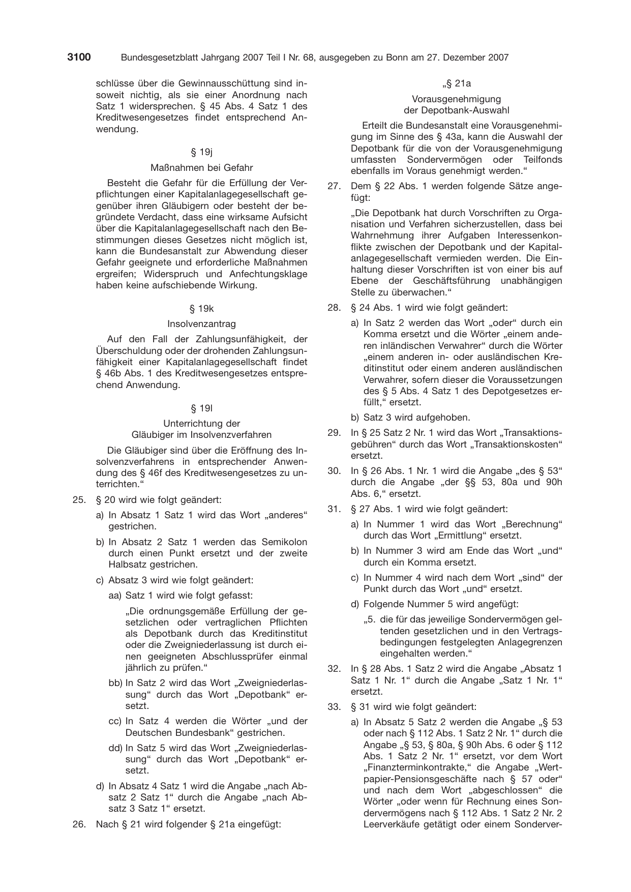 BGBl. 2007, Seite 3100 — Originalseite als Abbildung