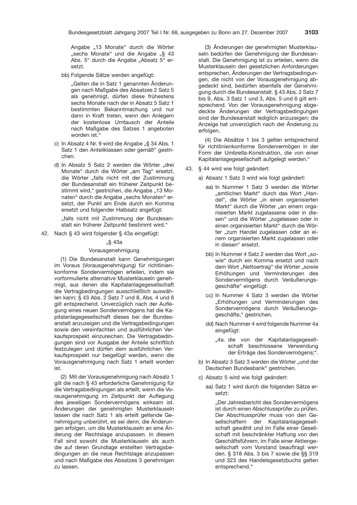 BGBl. 2007, Seite 3103 — Originalseite als Abbildung