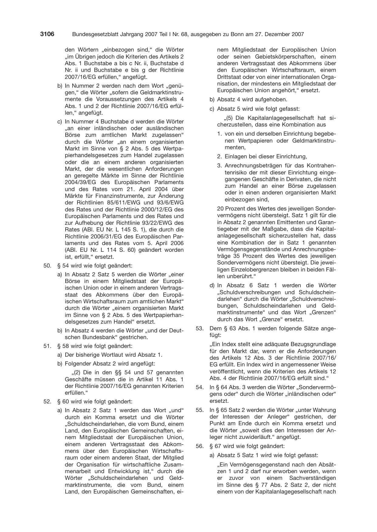 BGBl. 2007, Seite 3106 — Originalseite als Abbildung