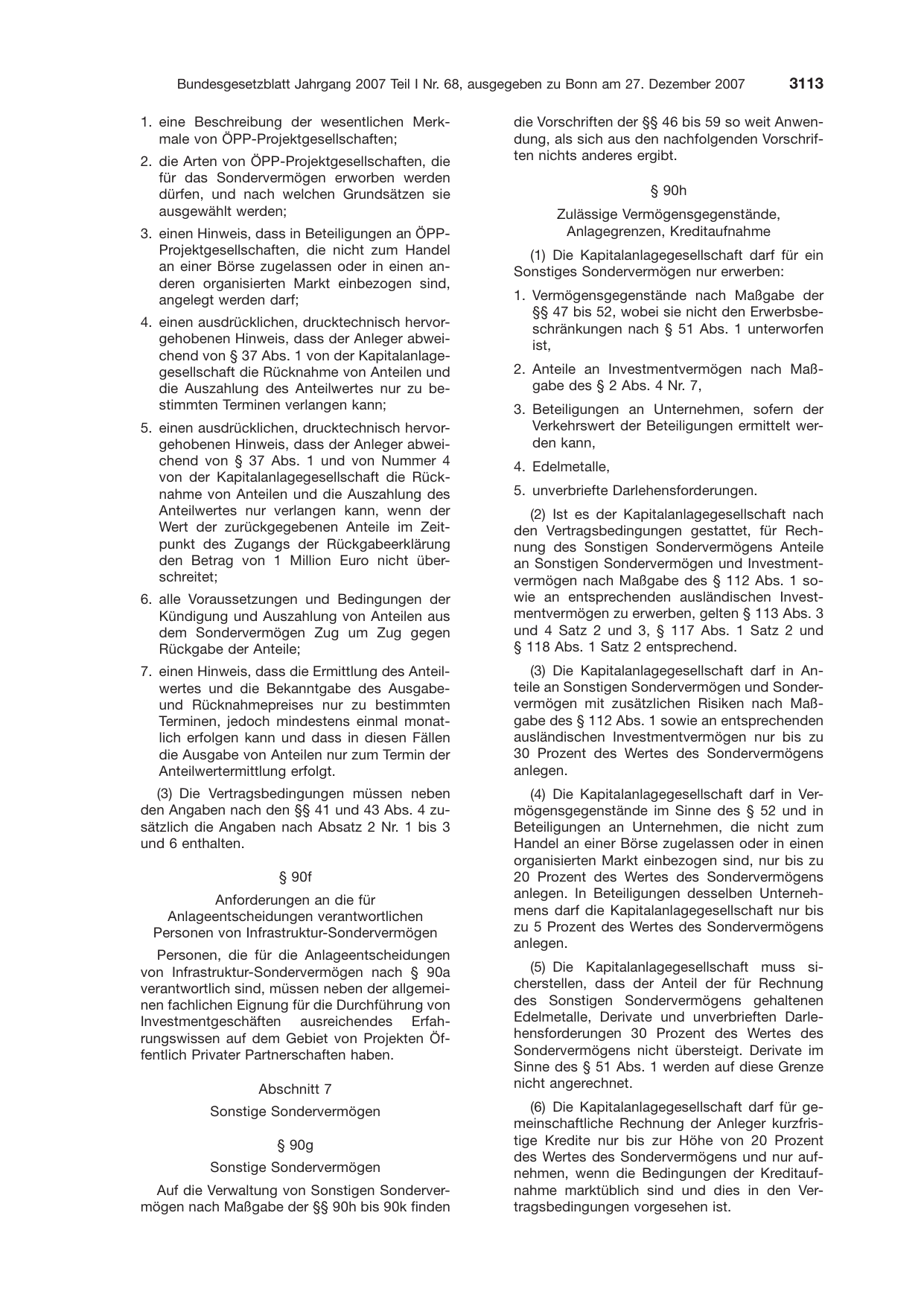 BGBl. 2007, Seite 3113 — Originalseite als Abbildung