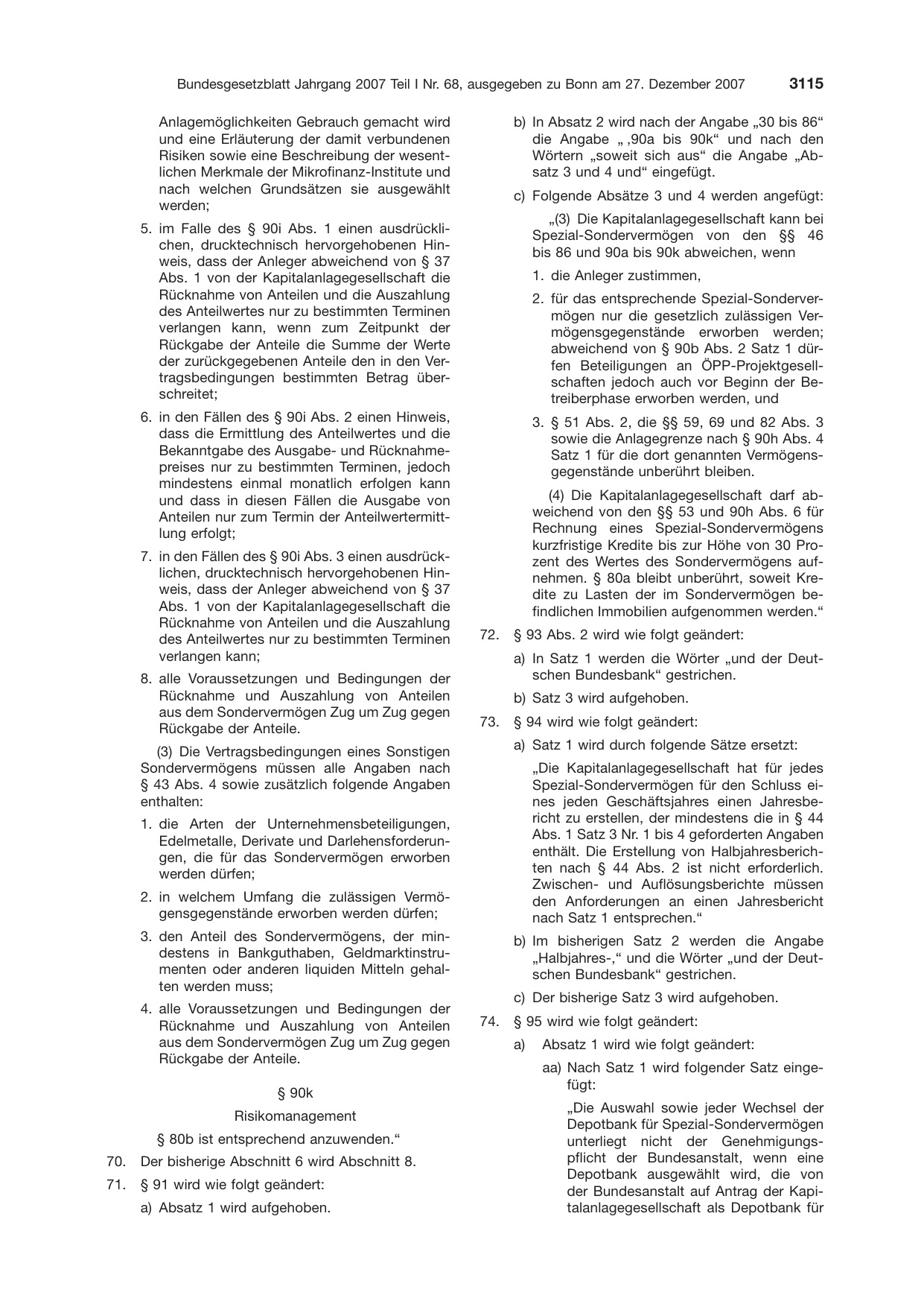 BGBl. 2007, Seite 3115 — Originalseite als Abbildung