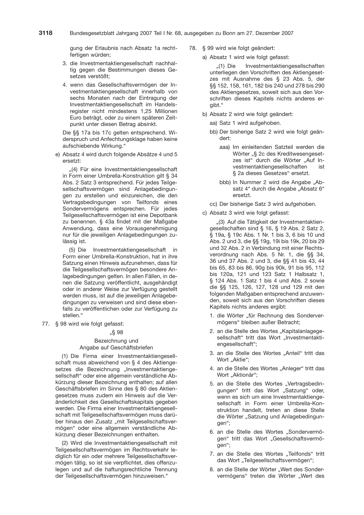 BGBl. 2007, Seite 3118 — Originalseite als Abbildung