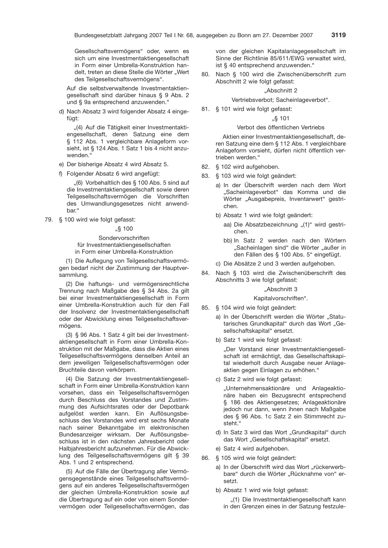BGBl. 2007, Seite 3119 — Originalseite als Abbildung