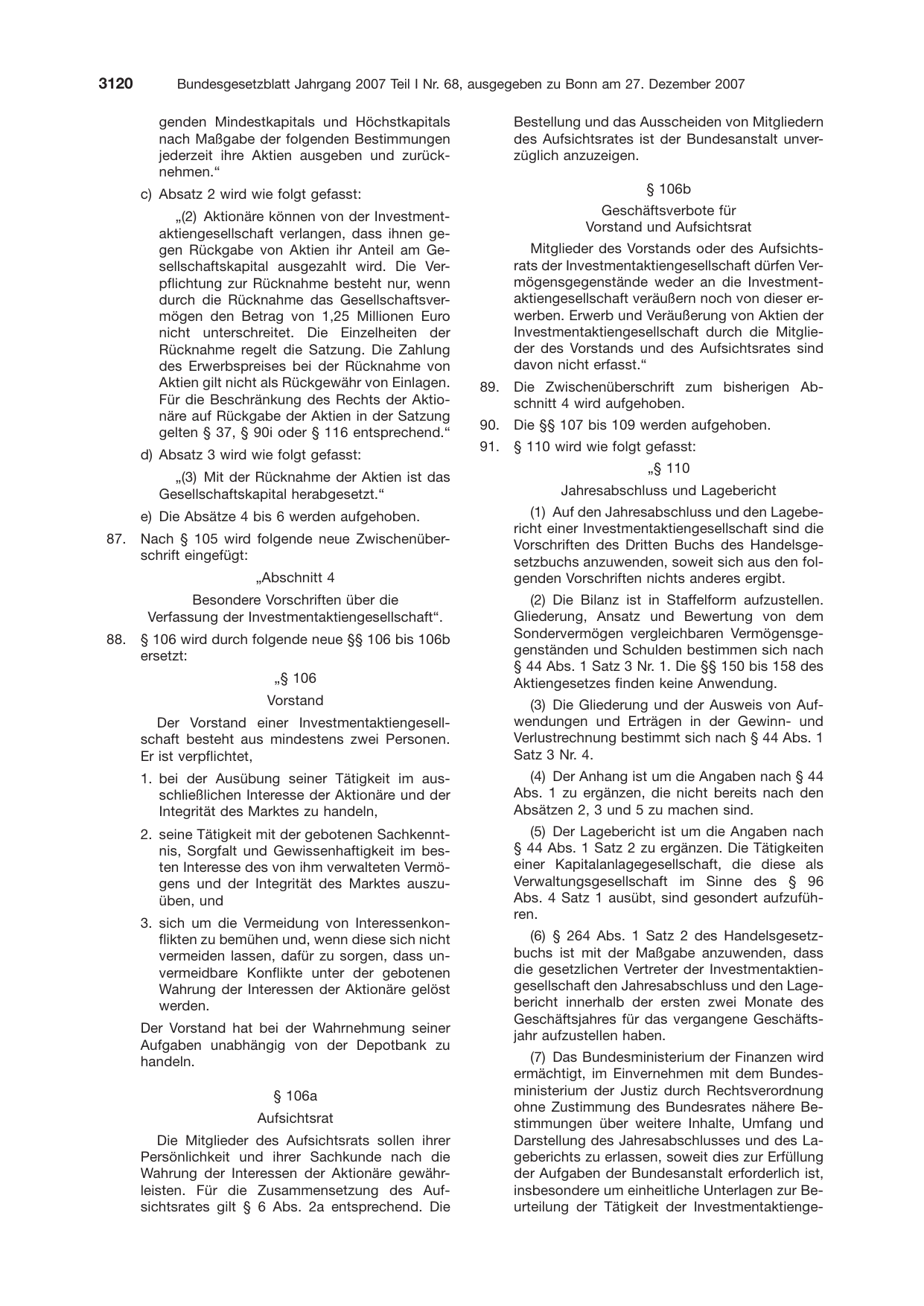BGBl. 2007, Seite 3120 — Originalseite als Abbildung