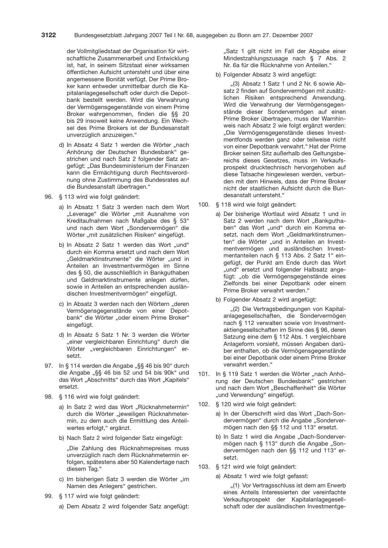 BGBl. 2007, Seite 3122 — Originalseite als Abbildung