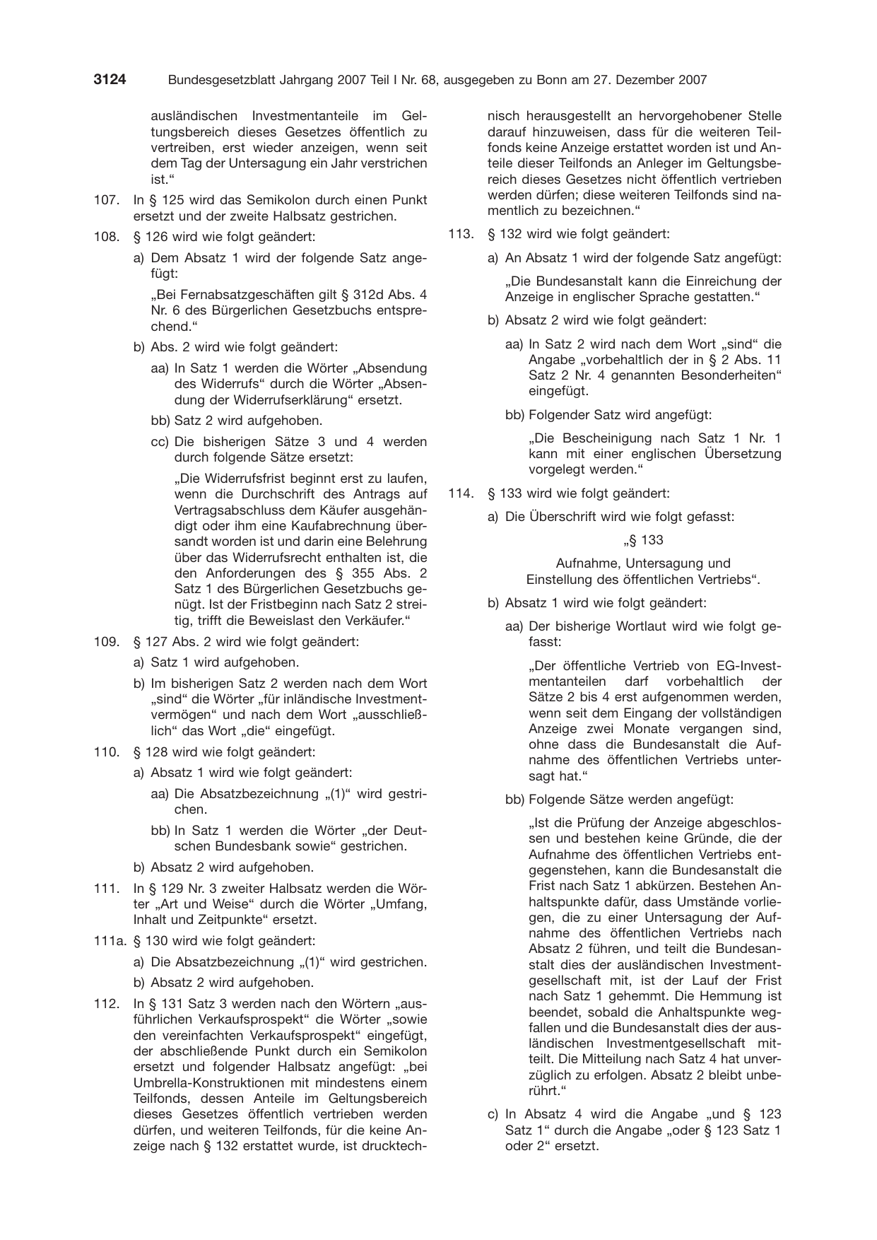 BGBl. 2007, Seite 3124 — Originalseite als Abbildung