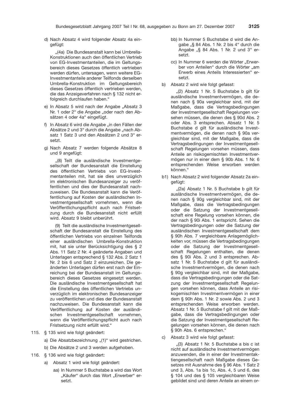 BGBl. 2007, Seite 3125 — Originalseite als Abbildung