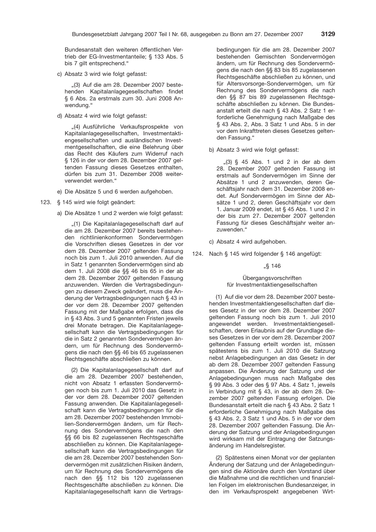 BGBl. 2007, Seite 3129 — Originalseite als Abbildung