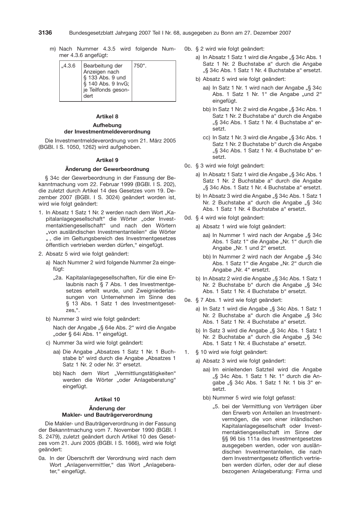 BGBl. 2007, Seite 3136 — Originalseite als Abbildung