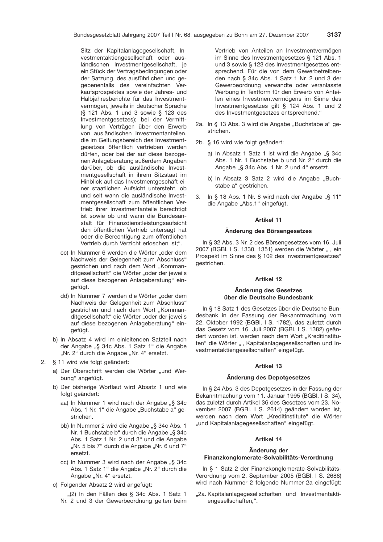 BGBl. 2007, Seite 3137 — Originalseite als Abbildung