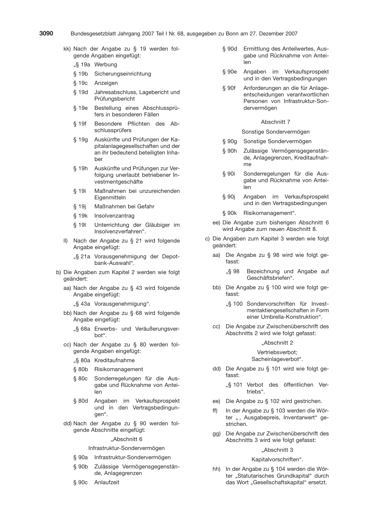 BGBl. 2007, Seite 3090 — Originalseite als Abbildung