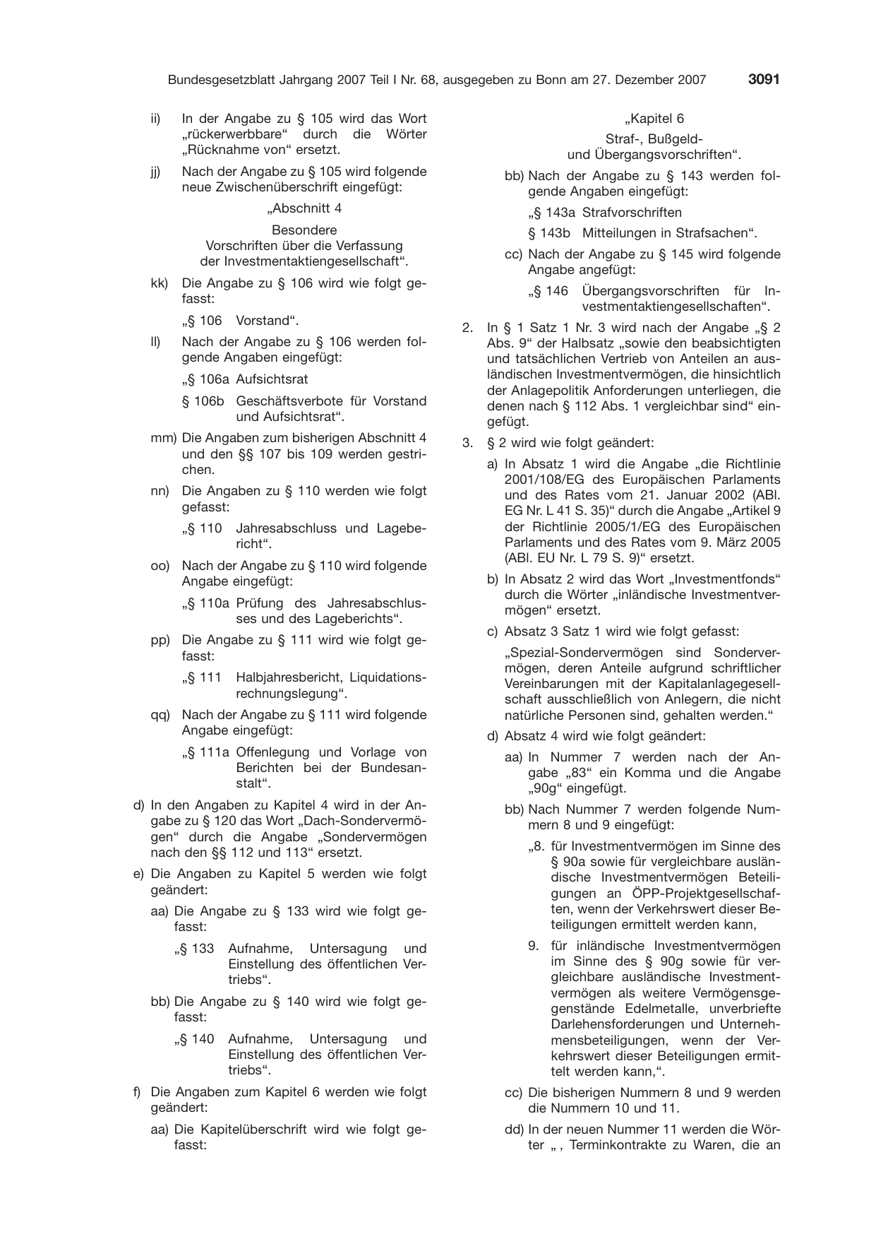 BGBl. 2007, Seite 3091 — Originalseite als Abbildung