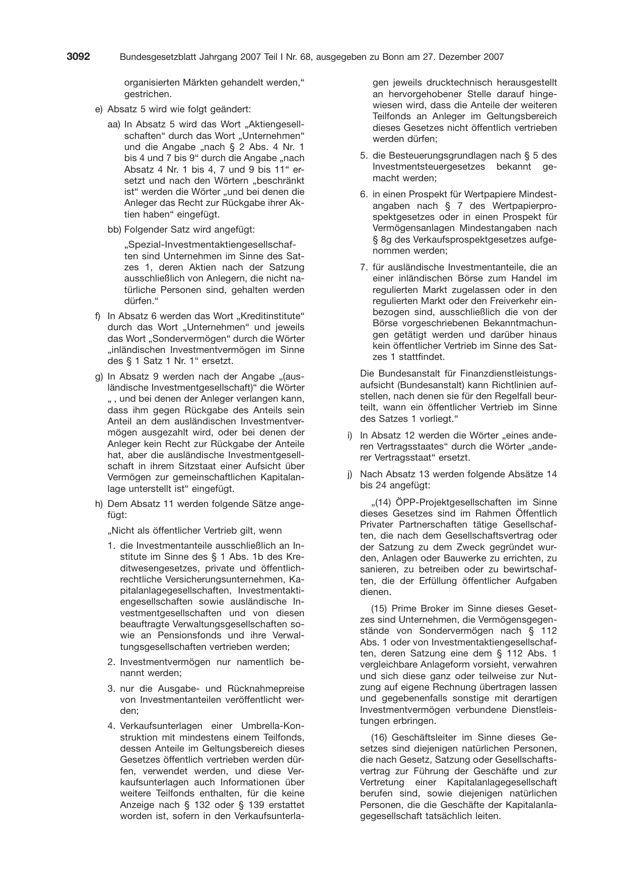 BGBl. 2007, Seite 3092 — Originalseite als Abbildung