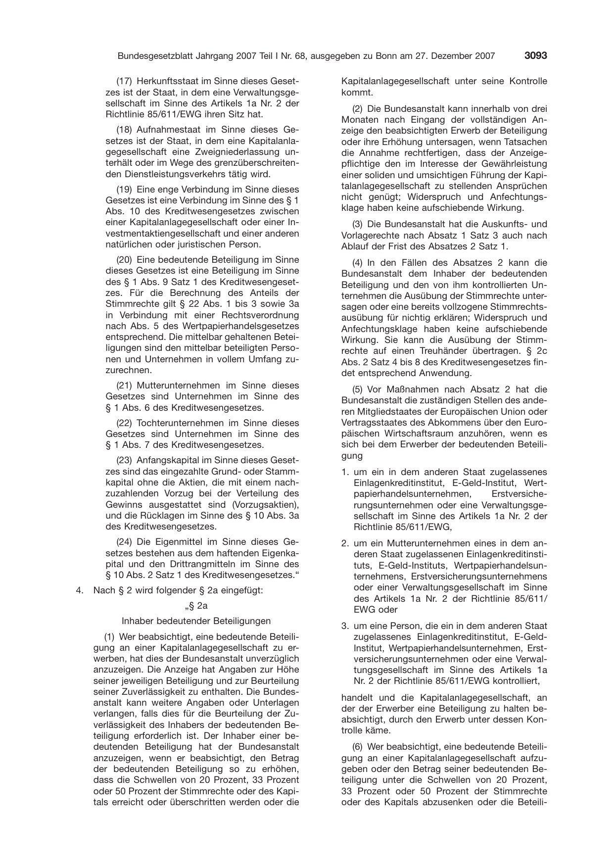 BGBl. 2007, Seite 3093 — Originalseite als Abbildung
