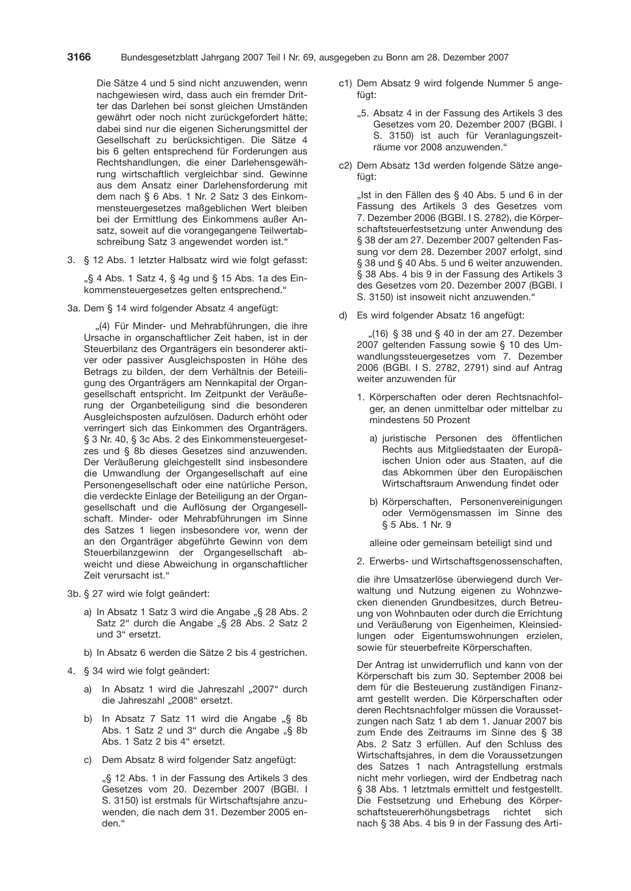 BGBl. 2007, Seite 3166 — Originalseite als Abbildung