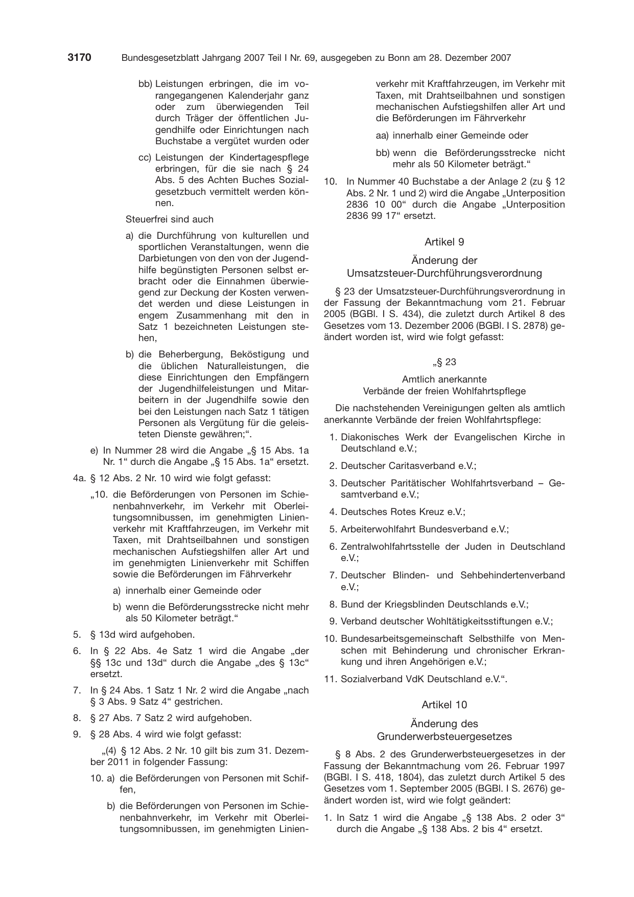 BGBl. 2007, Seite 3170 — Originalseite als Abbildung