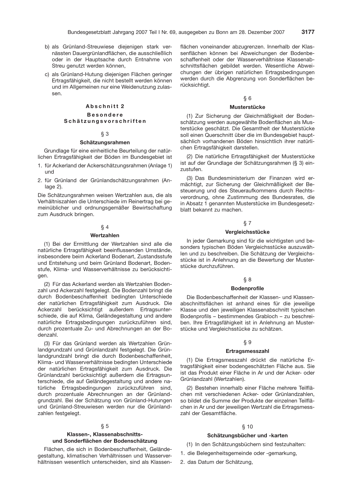 BGBl. 2007, Seite 3177 — Originalseite als Abbildung