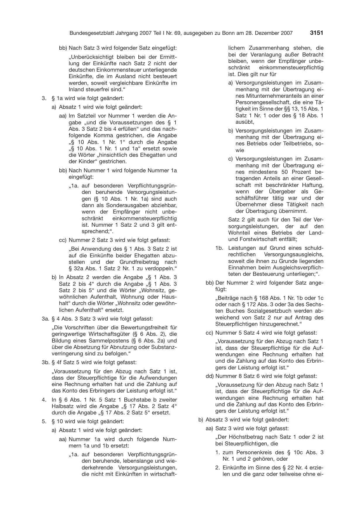 BGBl. 2007, Seite 3151 — Originalseite als Abbildung