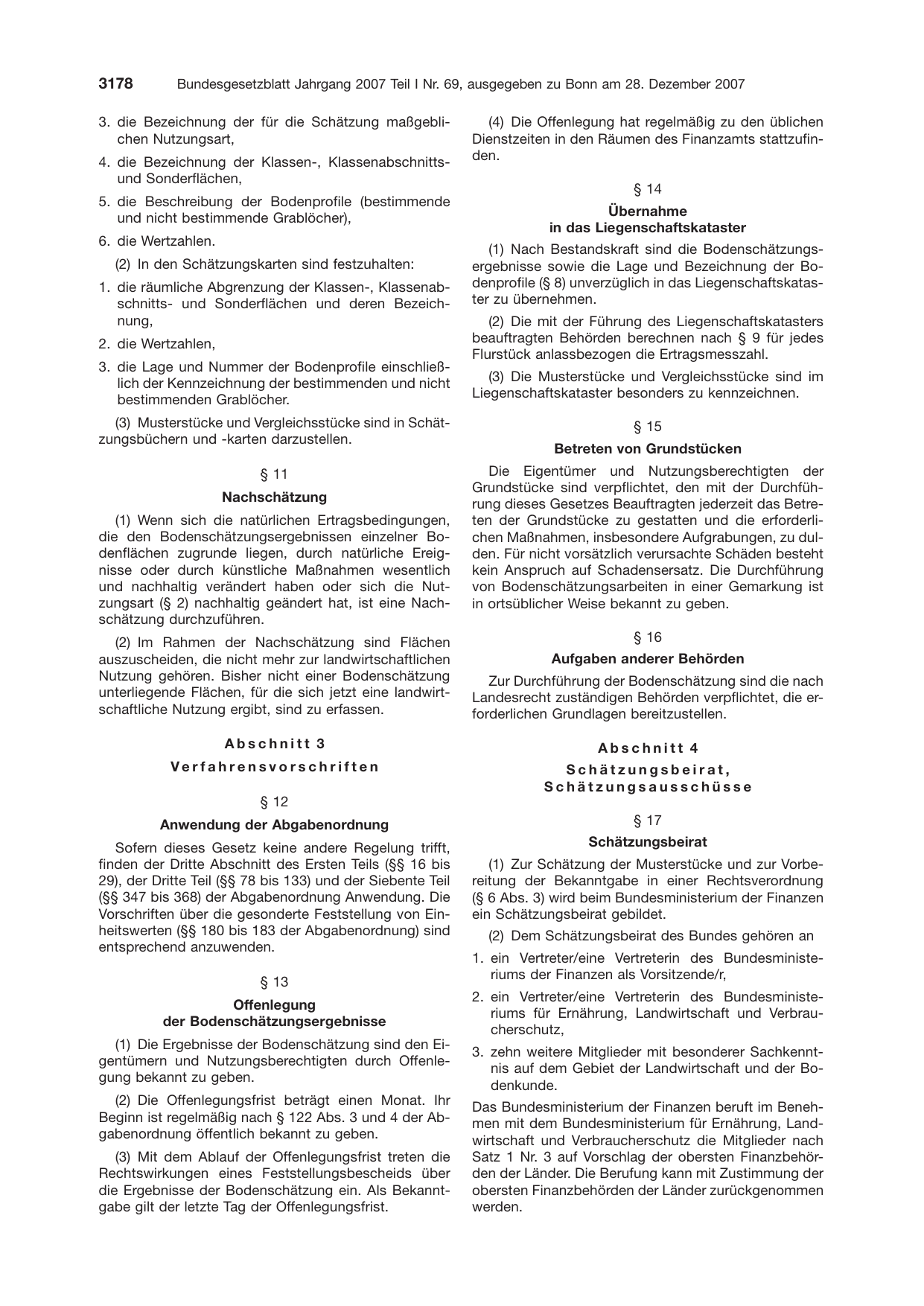 BGBl. 2007, Seite 3178 — Originalseite als Abbildung