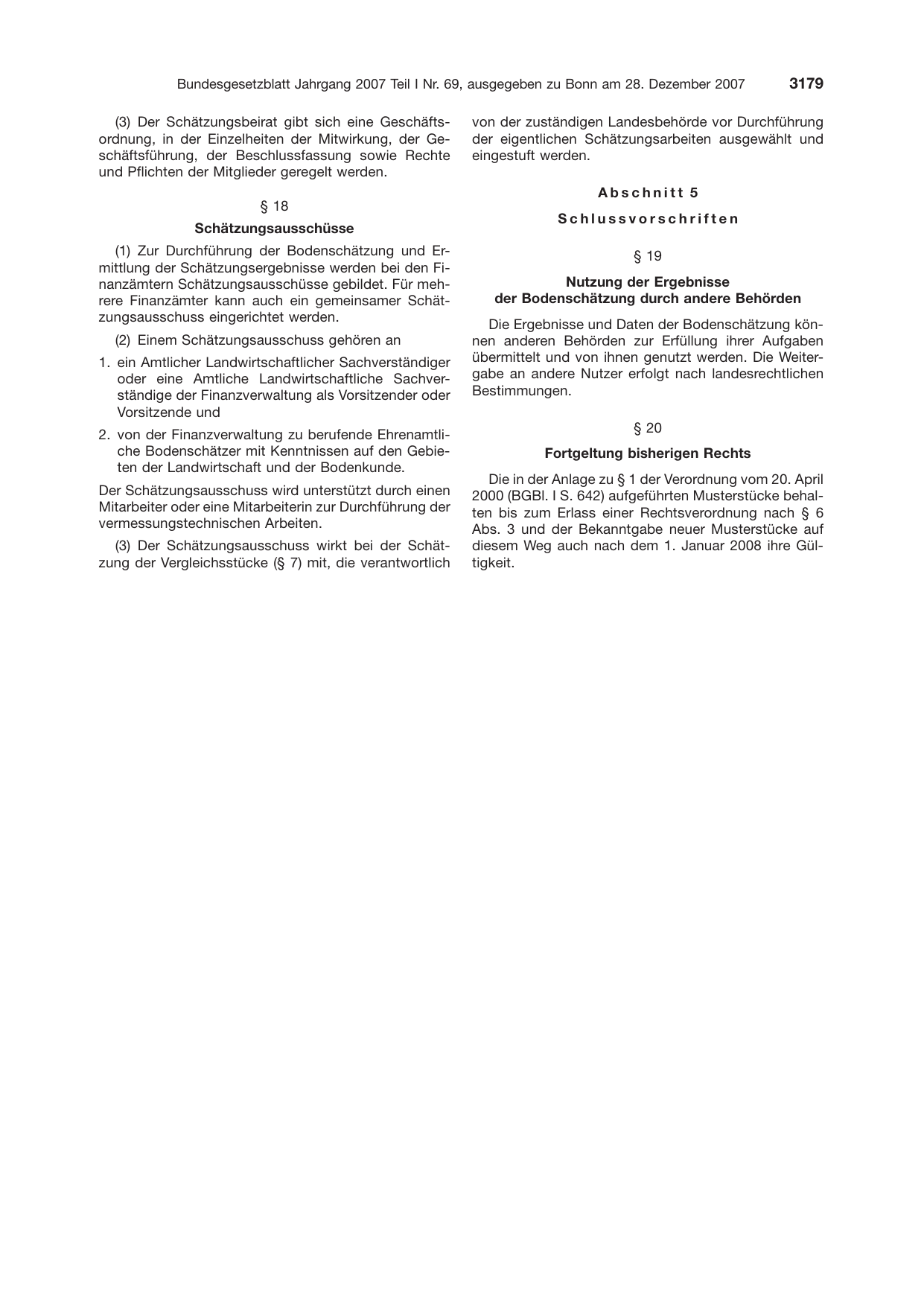 BGBl. 2007, Seite 3179 — Originalseite als Abbildung