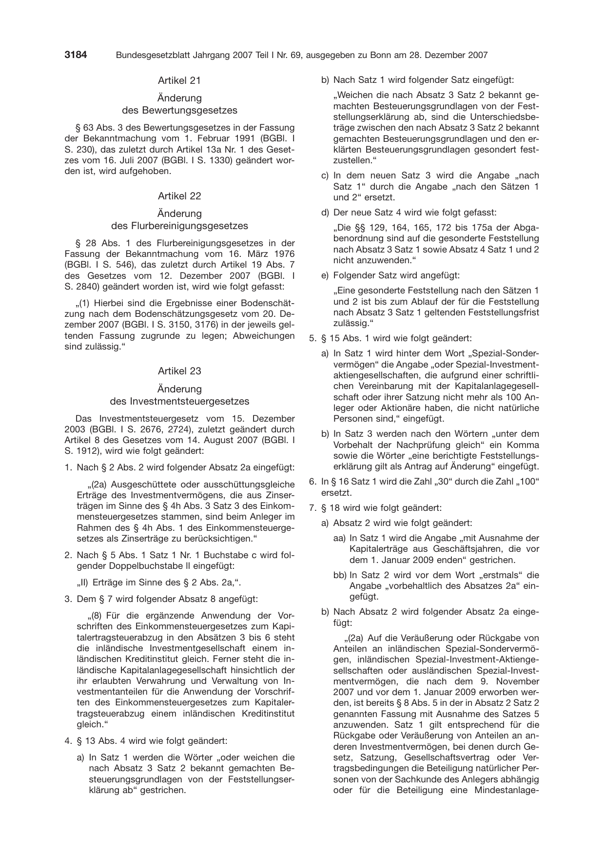 BGBl. 2007, Seite 3184 — Originalseite als Abbildung