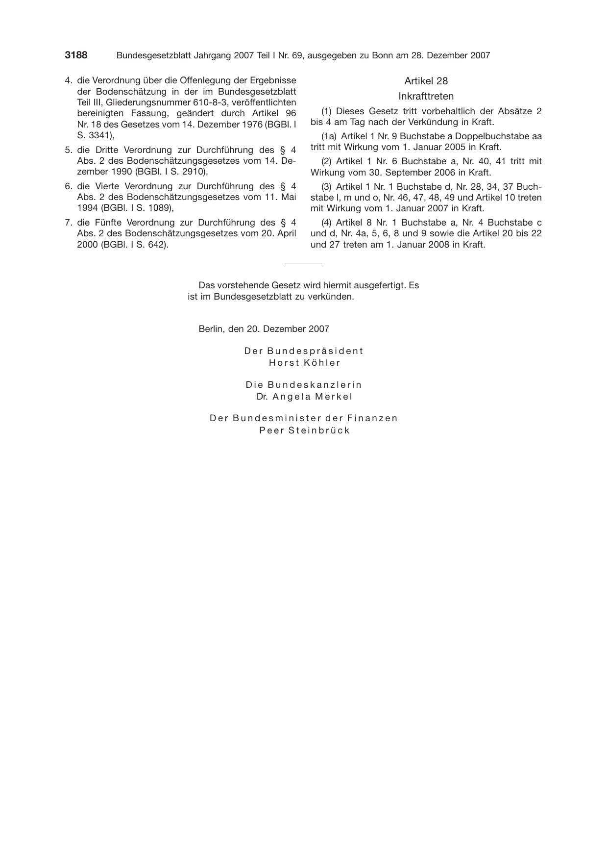 BGBl. 2007, Seite 3188 — Originalseite als Abbildung