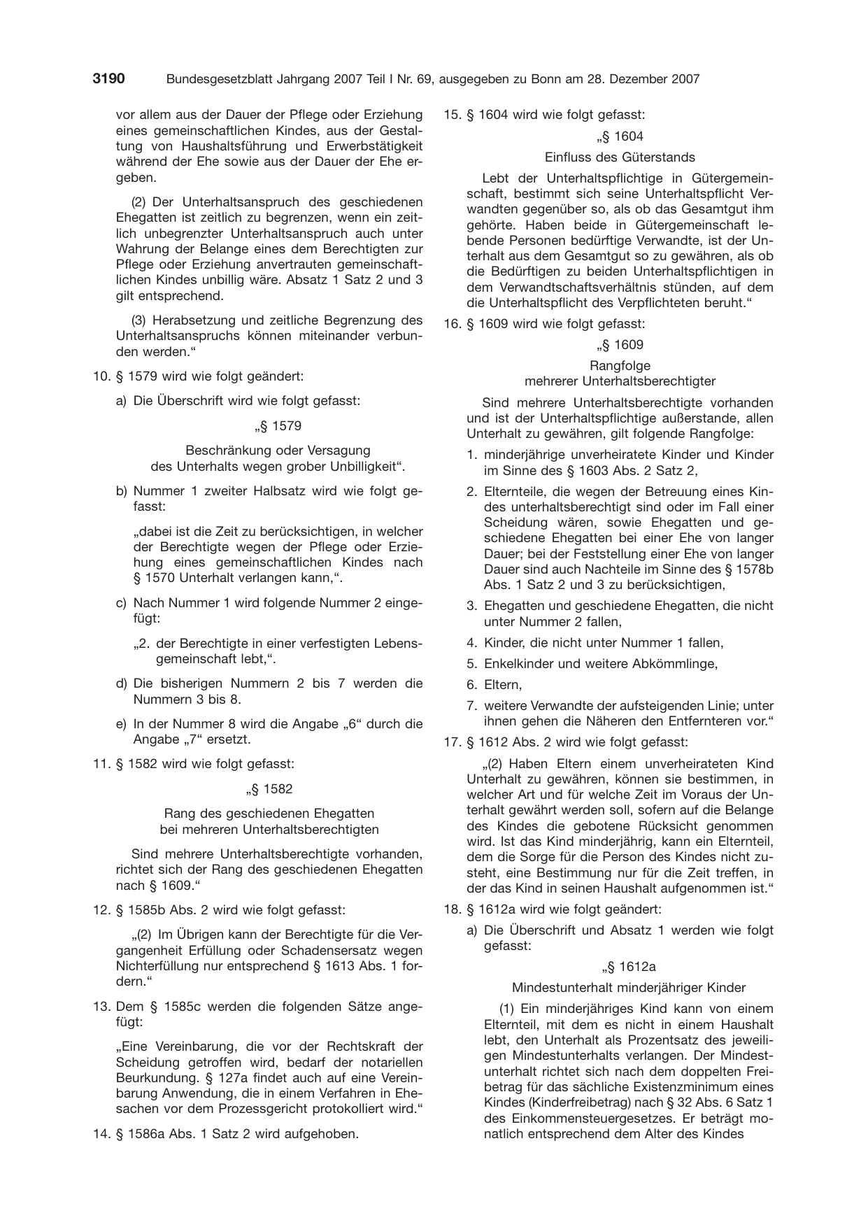 BGBl. 2007, Seite 3190 — Originalseite als Abbildung