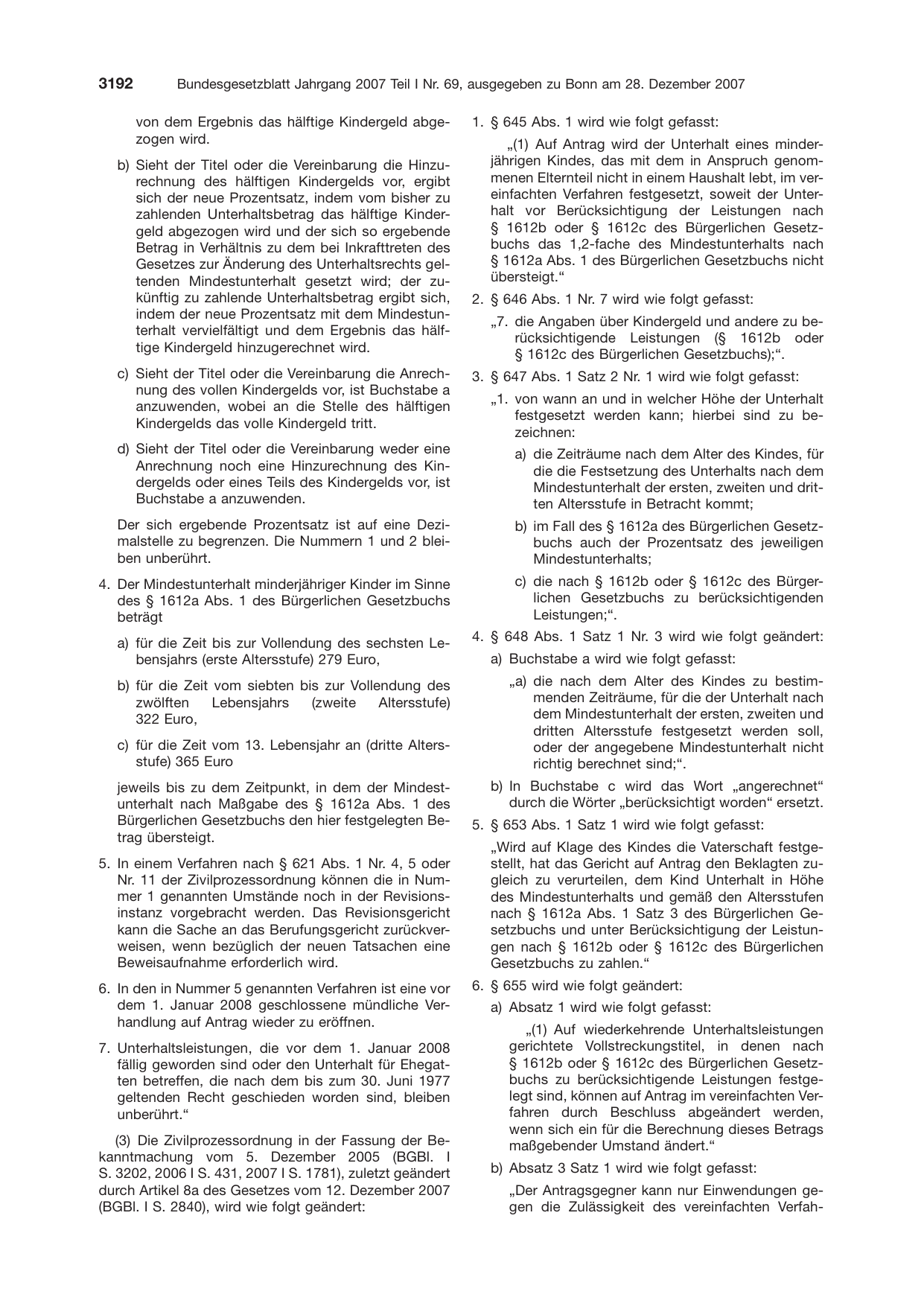 BGBl. 2007, Seite 3192 — Originalseite als Abbildung