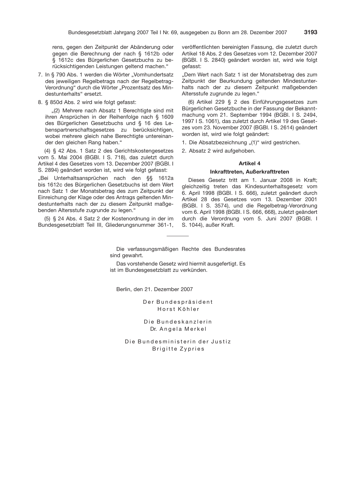 BGBl. 2007, Seite 3193 — Originalseite als Abbildung