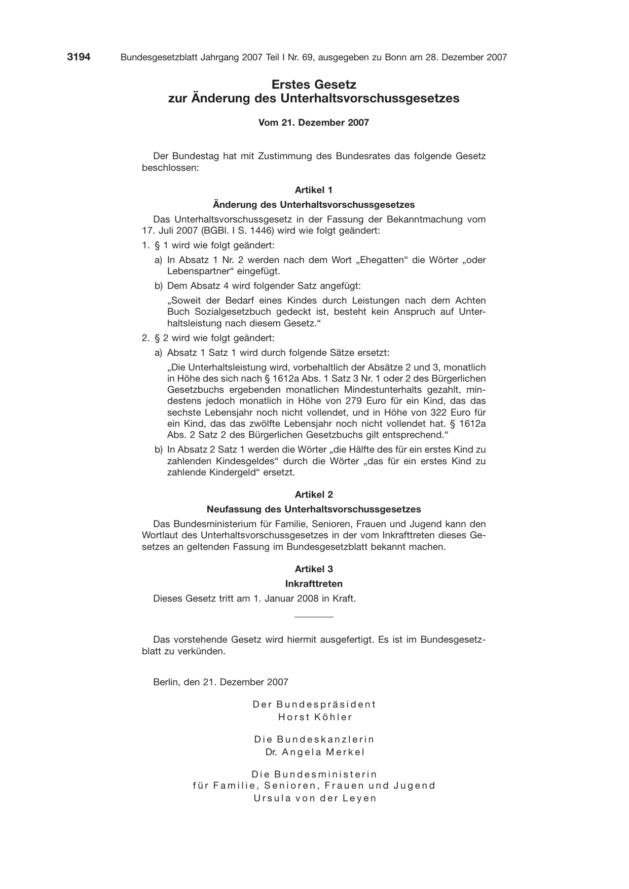 BGBl. 2007, Seite 3194 — Originalseite als Abbildung