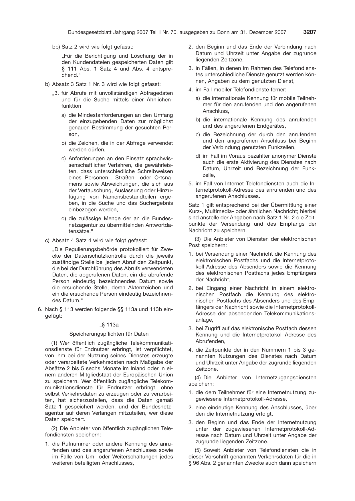BGBl. 2007, Seite 3207 — Originalseite als Abbildung